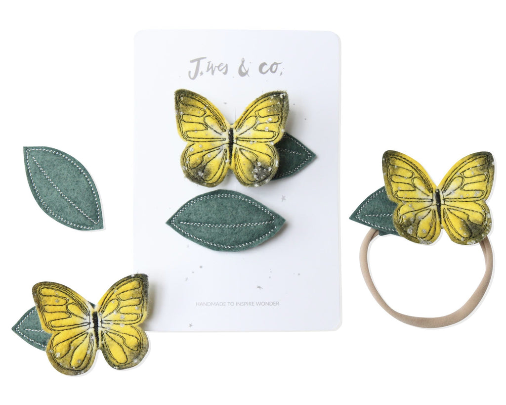 Clouded Yellow Butterfly + Leaf Clips - Baby Jives Co